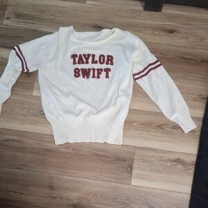 Taylor Swift White Sweatshirt with Maroon Lettering